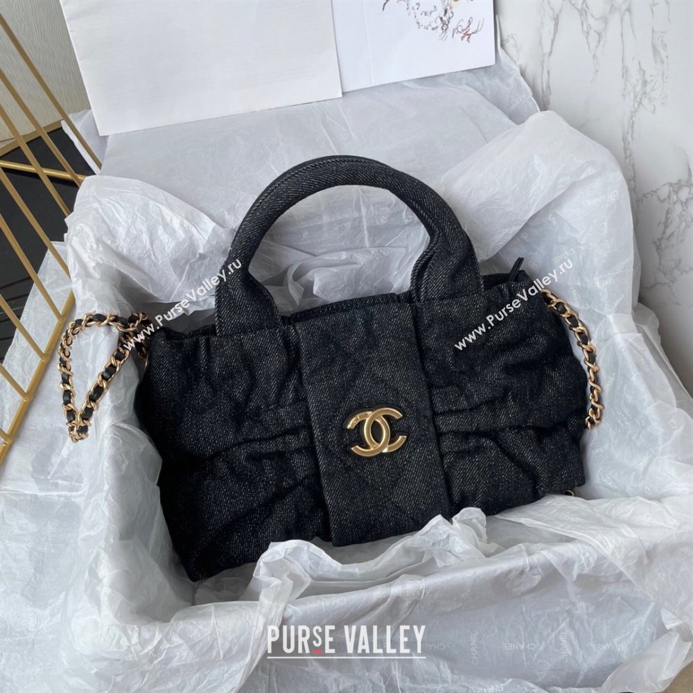 Chanel Denim Mini Bow Bag Black 2025 AS5849 (yezi-251011036)