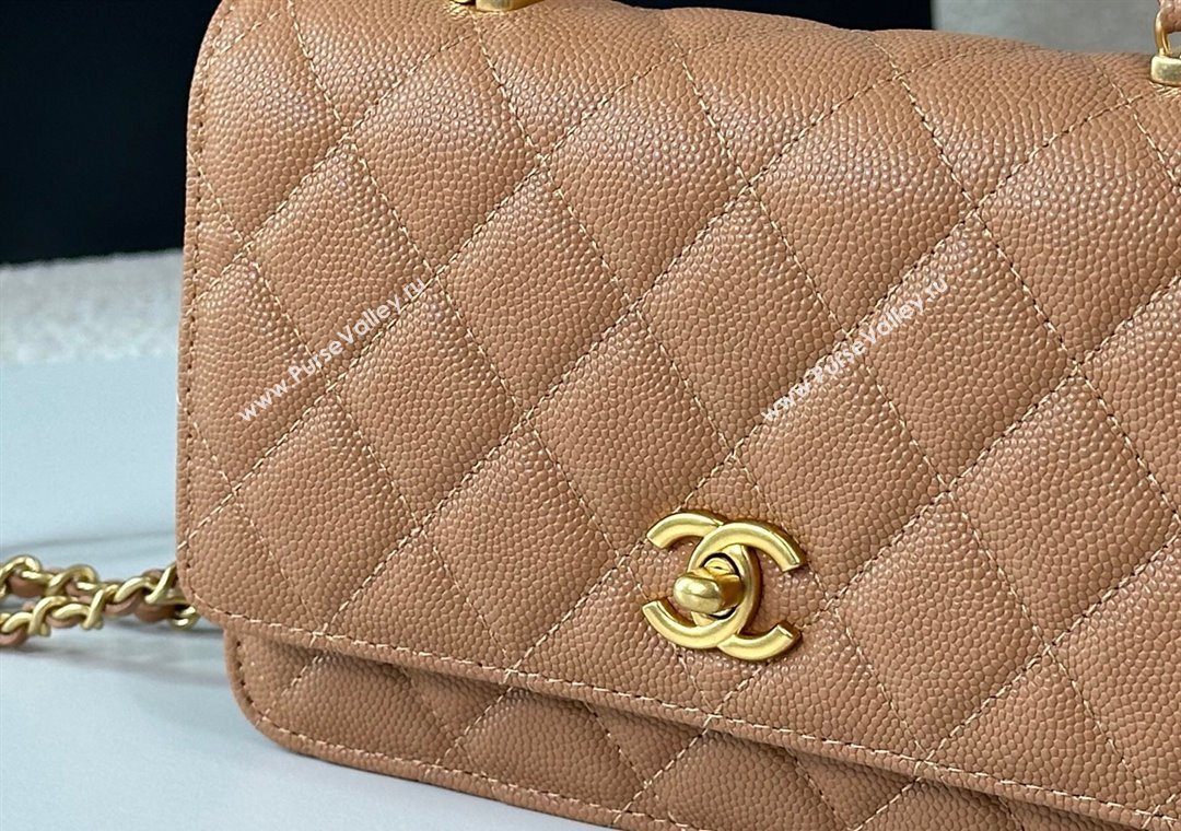 Chanel Grained Shiny Calfskin Wallet on Chain with Top Handle WOC Camel Brown 2025 AP4785 (YM-251011085)