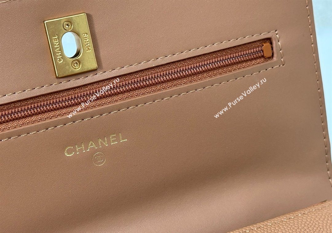 Chanel Grained Shiny Calfskin Wallet on Chain with Top Handle WOC Camel Brown 2025 AP4785 (YM-251011085)