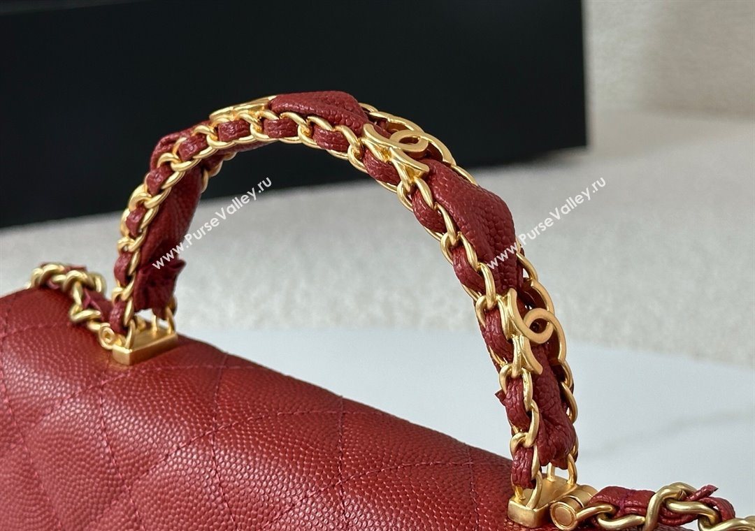 Chanel Grained Shiny Calfskin Wallet on Chain with Top Handle WOC Red 2025 AP4785 (YM-251011086)