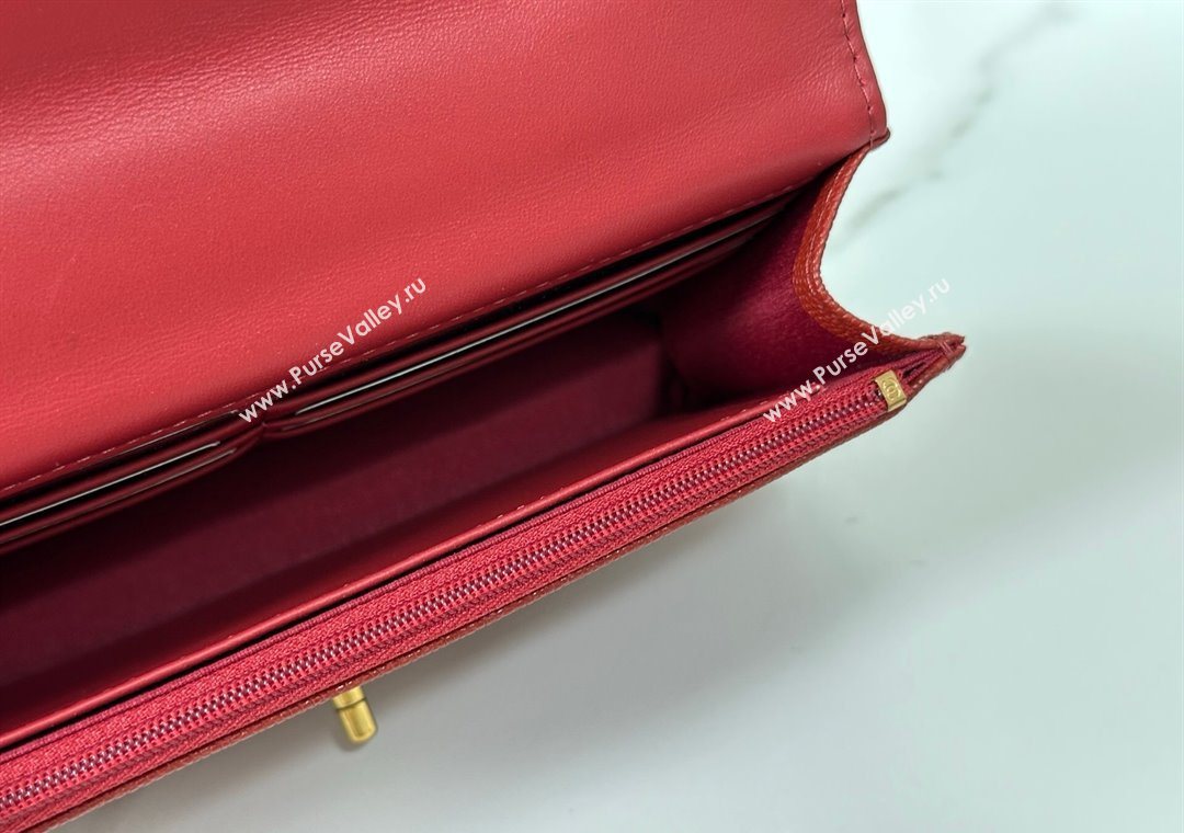 Chanel Grained Shiny Calfskin Wallet on Chain with Top Handle WOC Red 2025 AP4785 (YM-251011086)