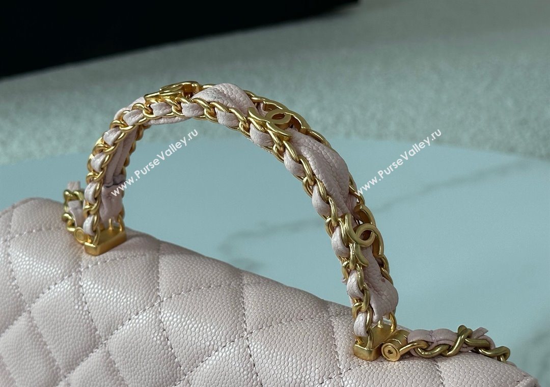 Chanel Grained Shiny Calfskin Wallet on Chain with Top Handle WOC Light Pink 2025 AP4785 (YM-251011087)