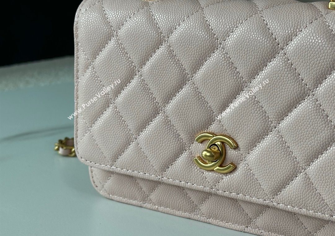 Chanel Grained Shiny Calfskin Wallet on Chain with Top Handle WOC Light Pink 2025 AP4785 (YM-251011087)