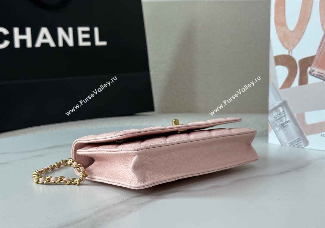 Chanel Grained Shiny Calfskin Wallet on Chain with Top Handle WOC Light Pink 2025 AP4785 (YM-251011087)