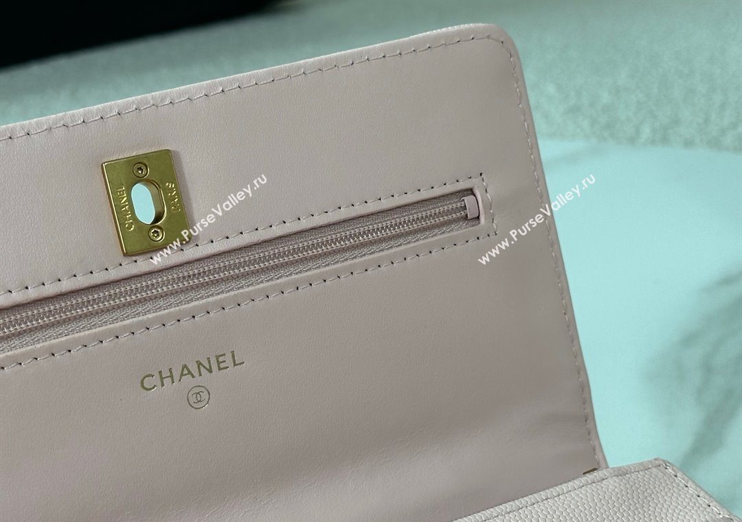 Chanel Grained Shiny Calfskin Wallet on Chain with Top Handle WOC Light Pink 2025 AP4785 (YM-251011087)