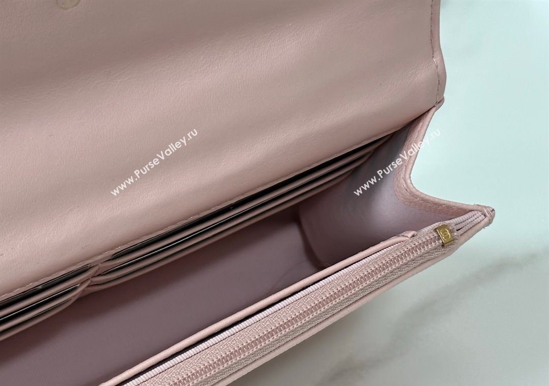 Chanel Grained Shiny Calfskin Wallet on Chain with Top Handle WOC Light Pink 2025 AP4785 (YM-251011087)