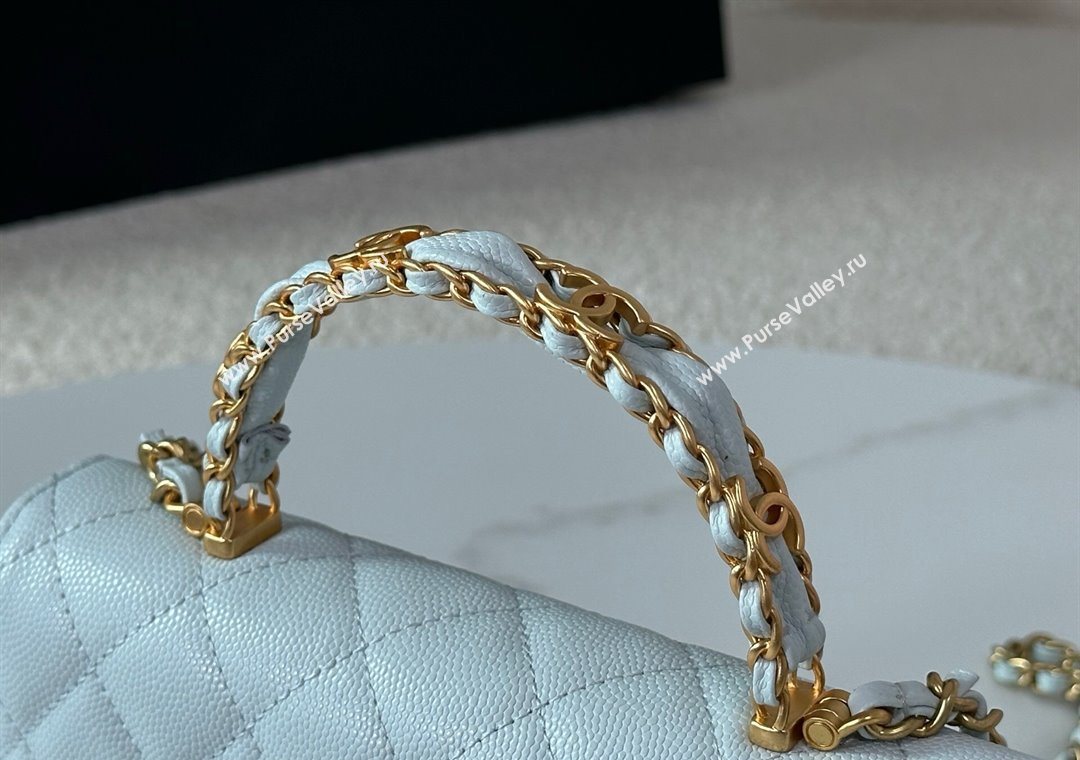 Chanel Grained Shiny Calfskin Wallet on Chain with Top Handle WOC Light Blue 2025 AP4785 (YM-251011088)