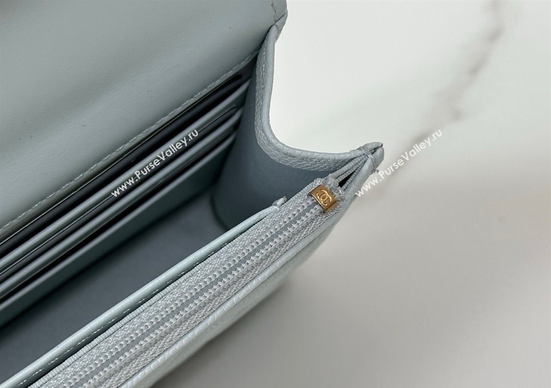 Chanel Grained Shiny Calfskin Wallet on Chain with Top Handle WOC Light Blue 2025 AP4785 (YM-251011088)