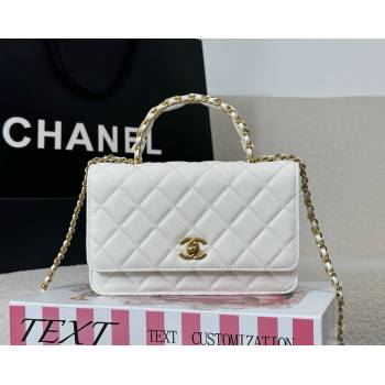 Chanel Grained Shiny Calfskin Wallet on Chain with Top Handle WOC White 2025 AP4785 (YM-251011090)