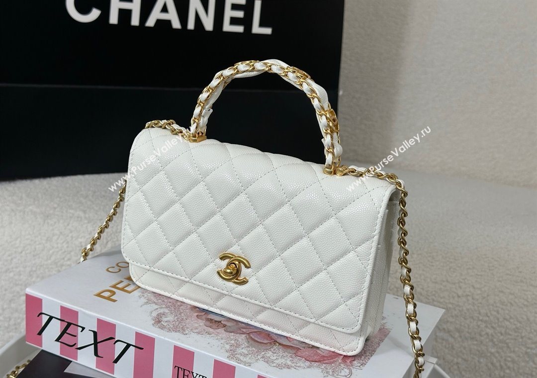 Chanel Grained Shiny Calfskin Wallet on Chain with Top Handle WOC White 2025 AP4785 (YM-251011090)