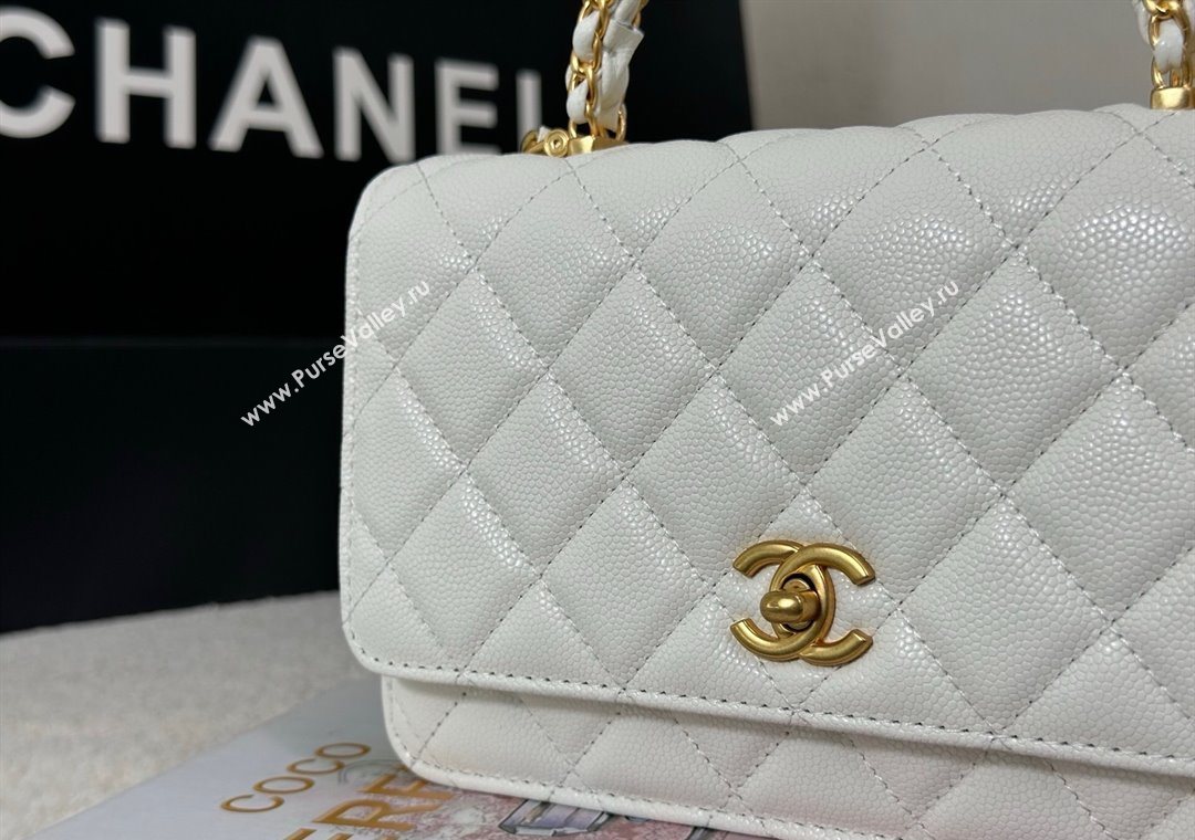 Chanel Grained Shiny Calfskin Wallet on Chain with Top Handle WOC White 2025 AP4785 (YM-251011090)