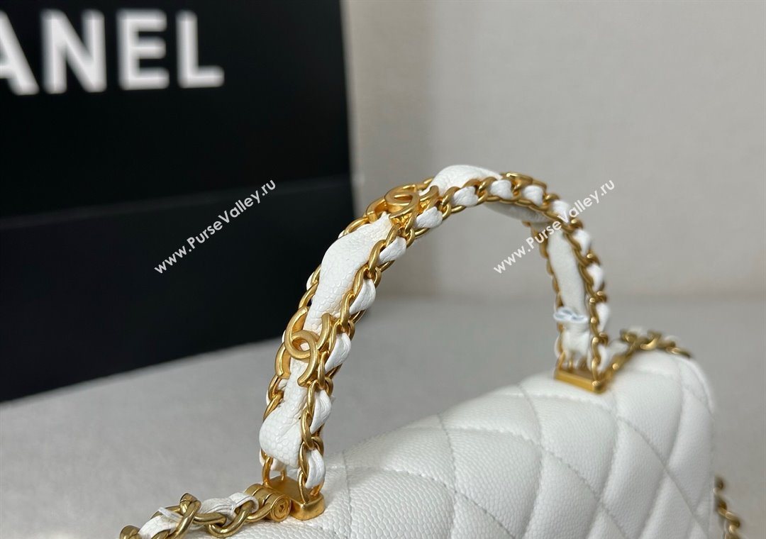 Chanel Grained Shiny Calfskin Wallet on Chain with Top Handle WOC White 2025 AP4785 (YM-251011090)