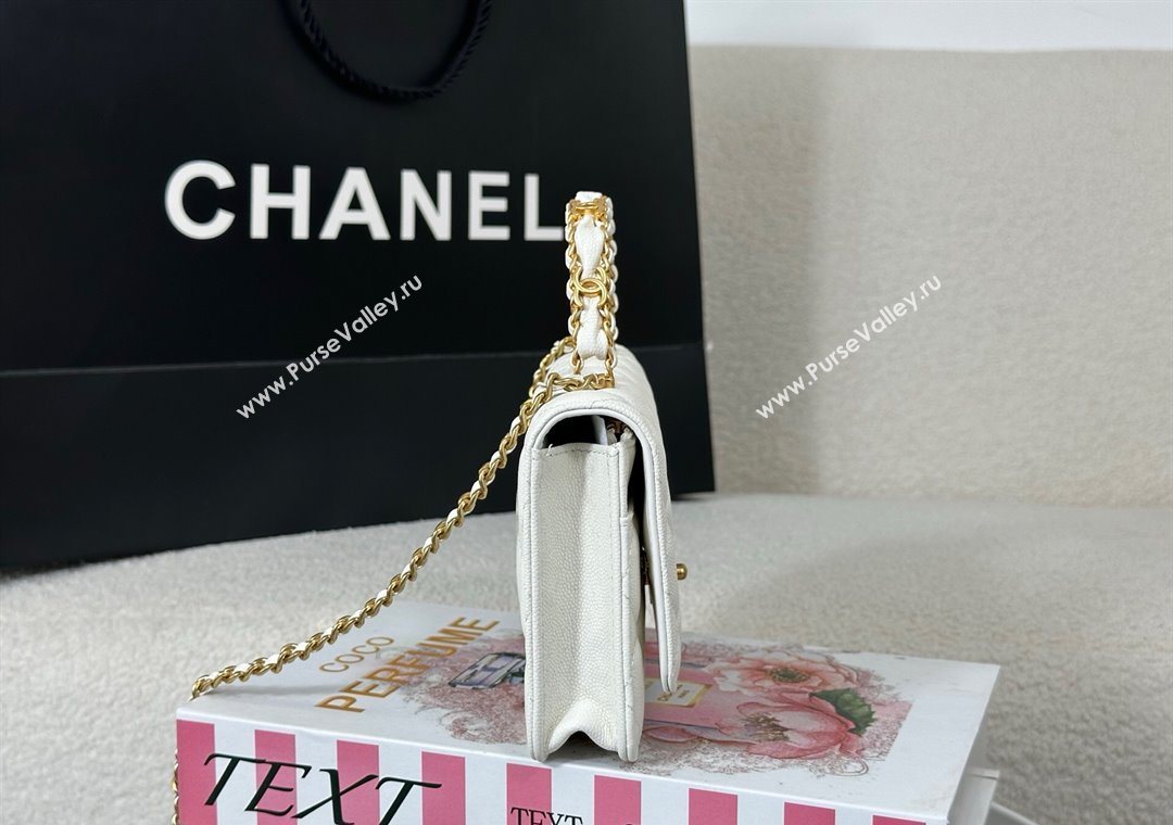 Chanel Grained Shiny Calfskin Wallet on Chain with Top Handle WOC White 2025 AP4785 (YM-251011090)