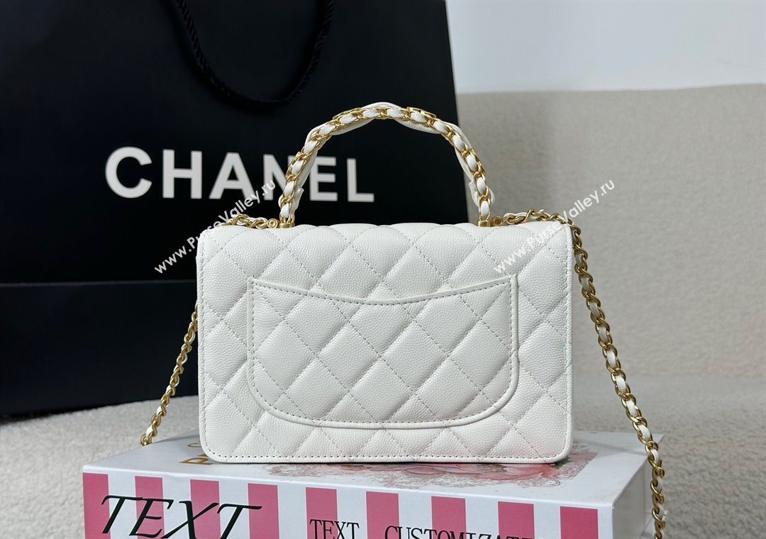 Chanel Grained Shiny Calfskin Wallet on Chain with Top Handle WOC White 2025 AP4785 (YM-251011090)
