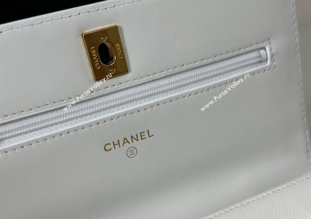 Chanel Grained Shiny Calfskin Wallet on Chain with Top Handle WOC White 2025 AP4785 (YM-251011090)