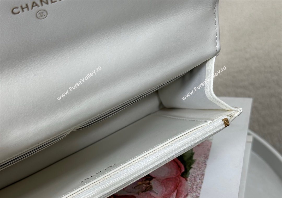 Chanel Grained Shiny Calfskin Wallet on Chain with Top Handle WOC White 2025 AP4785 (YM-251011090)
