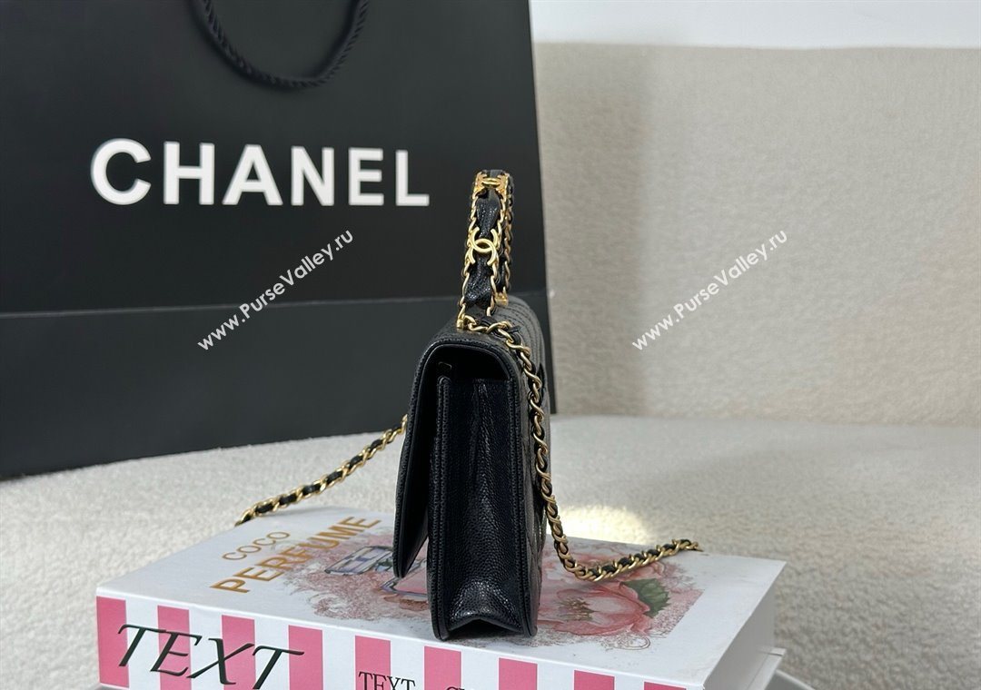 Chanel Grained Shiny Calfskin Wallet on Chain with Top Handle WOC Black 2025 AP4785 (YM-251011091)