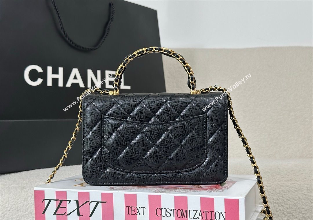 Chanel Grained Shiny Calfskin Wallet on Chain with Top Handle WOC Black 2025 AP4785 (YM-251011091)