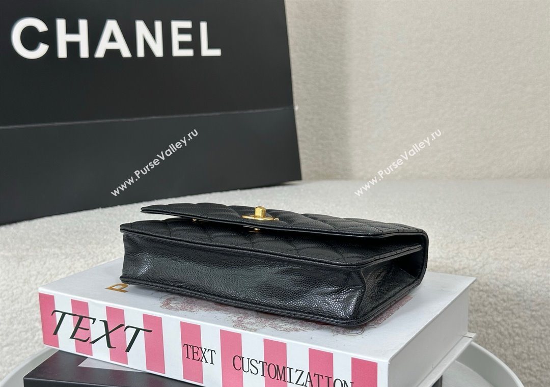 Chanel Grained Shiny Calfskin Wallet on Chain with Top Handle WOC Black 2025 AP4785 (YM-251011091)