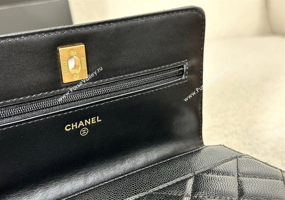 Chanel Grained Shiny Calfskin Wallet on Chain with Top Handle WOC Black 2025 AP4785 (YM-251011091)
