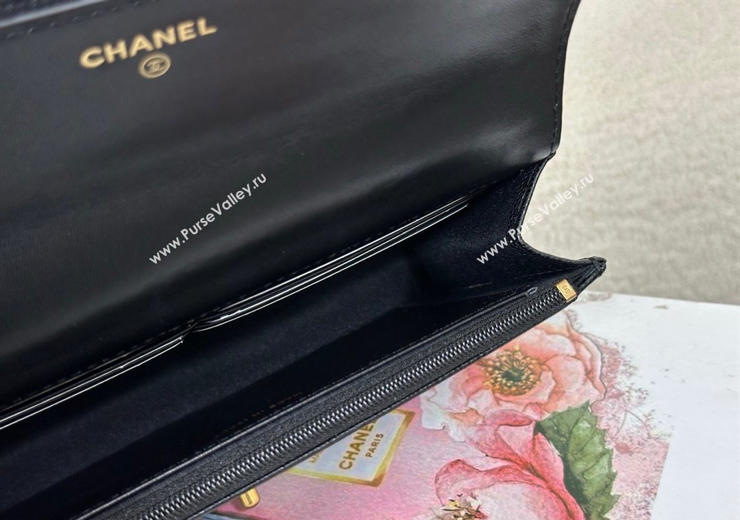 Chanel Grained Shiny Calfskin Wallet on Chain with Top Handle WOC Black 2025 AP4785 (YM-251011091)