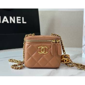 Chanel Lambskin Small Vanity Case with CC Chain Brown 2025 AP3941 (YM-251011095)