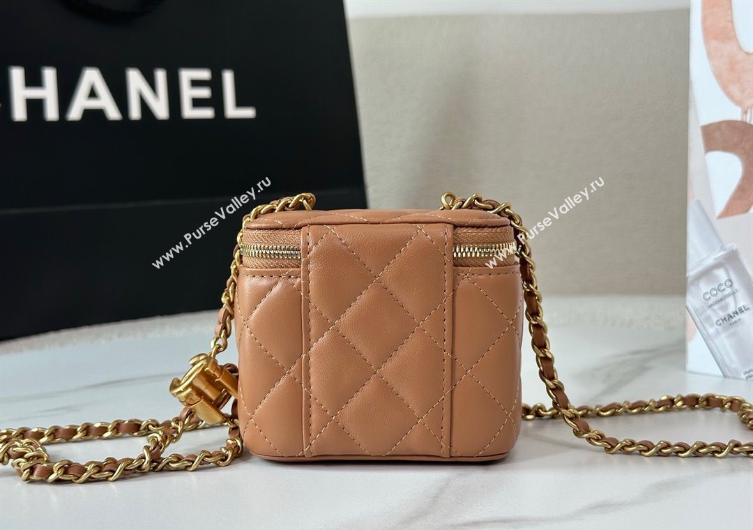 Chanel Lambskin Small Vanity Case with CC Chain Brown 2025 AP3941 (YM-251011095)