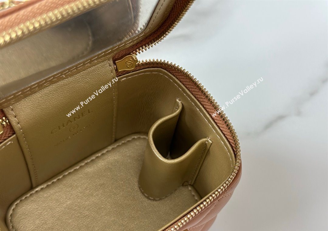 Chanel Lambskin Small Vanity Case with CC Chain Brown 2025 AP3941 (YM-251011095)