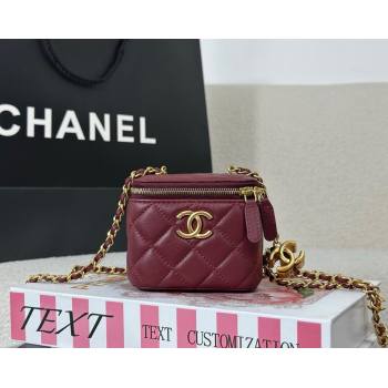 Chanel Lambskin Small Vanity Case with CC Chain Burgundy 2025 AP3941 (YM-251011097)
