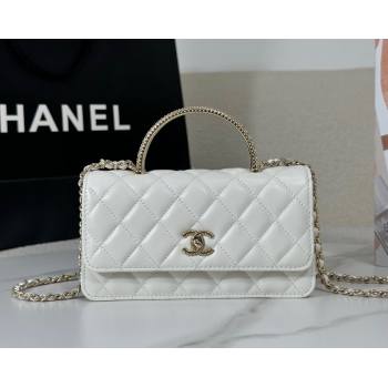 Chanel Lambskin Clutch with Chain and Top Handle White 2025 AP4831 (YM-251011098)