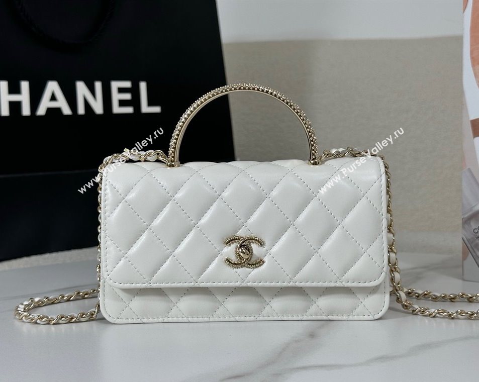 Chanel Lambskin Clutch with Chain and Top Handle White 2025 AP4831 (YM-251011098)