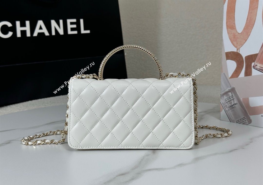 Chanel Lambskin Clutch with Chain and Top Handle White 2025 AP4831 (YM-251011098)