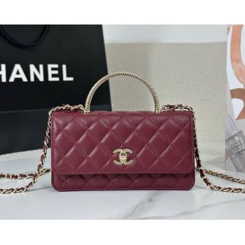 Chanel Lambskin Clutch with Chain and Top Handle Burgundy 2025 AP4831 (YM-251011099)