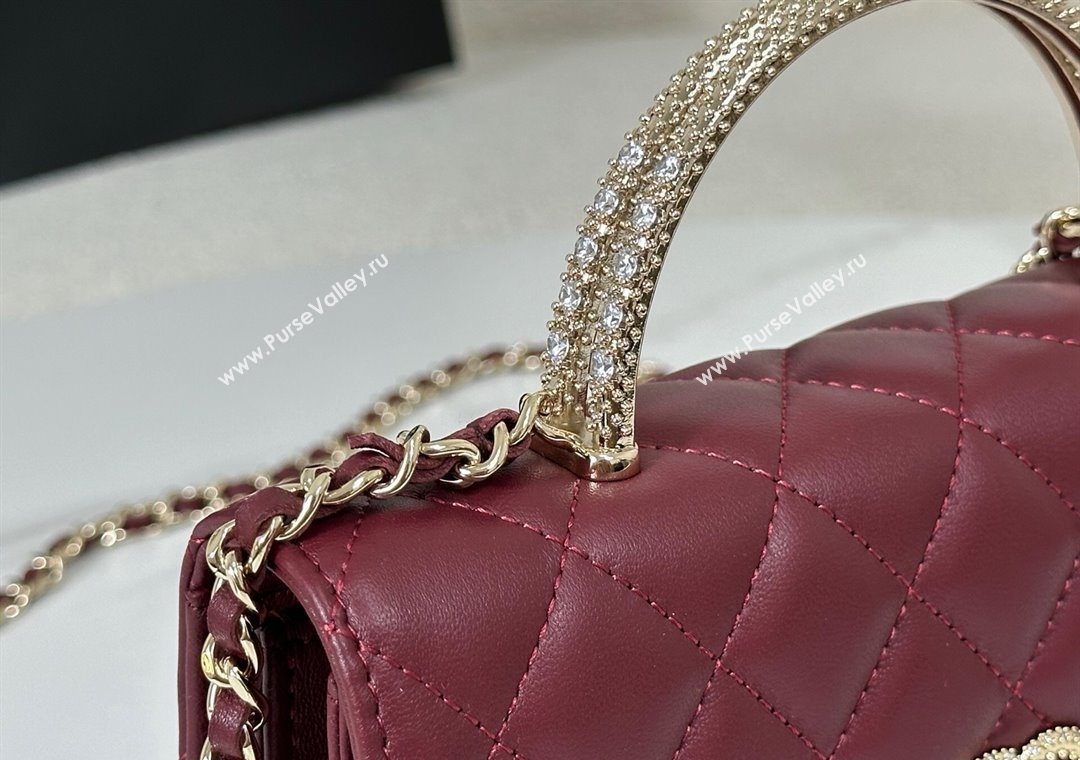 Chanel Lambskin Clutch with Chain and Top Handle Burgundy 2025 AP4831 (YM-251011099)