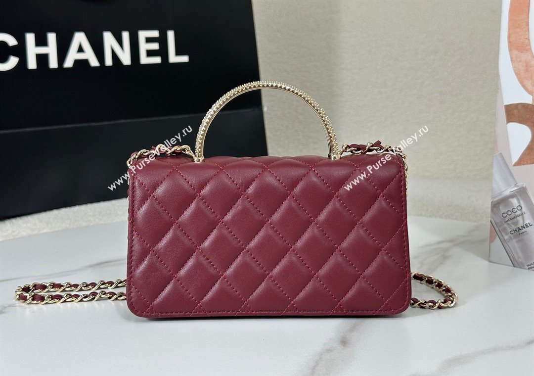 Chanel Lambskin Clutch with Chain and Top Handle Burgundy 2025 AP4831 (YM-251011099)