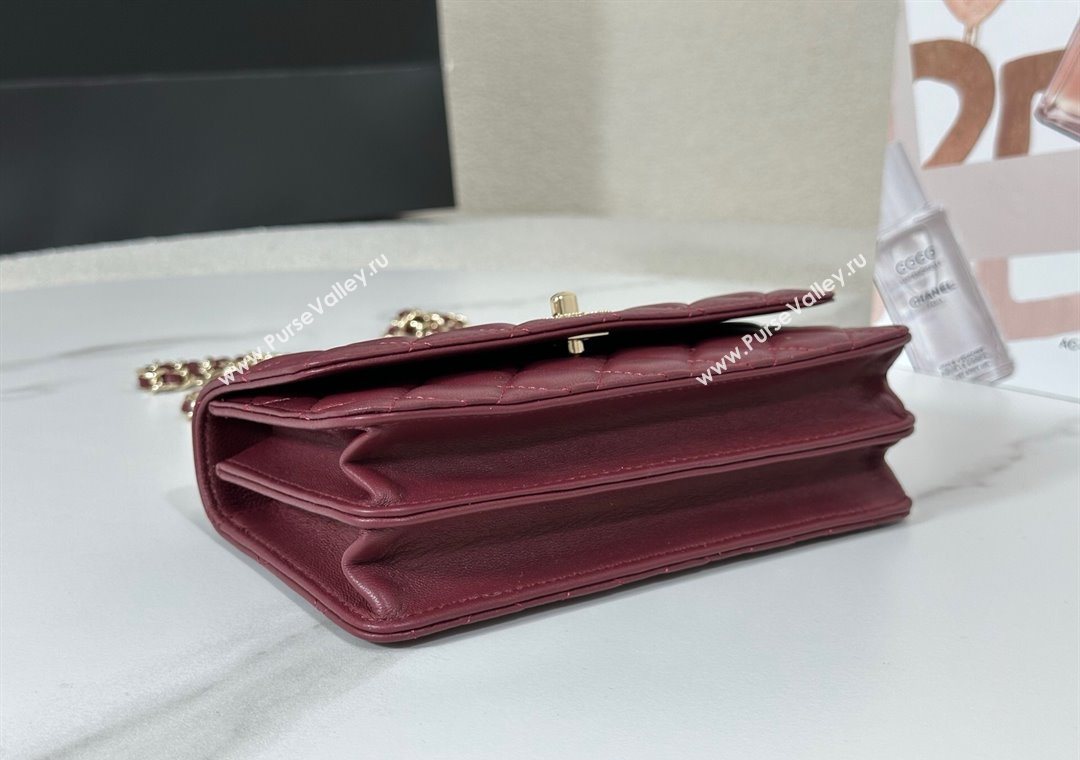 Chanel Lambskin Clutch with Chain and Top Handle Burgundy 2025 AP4831 (YM-251011099)
