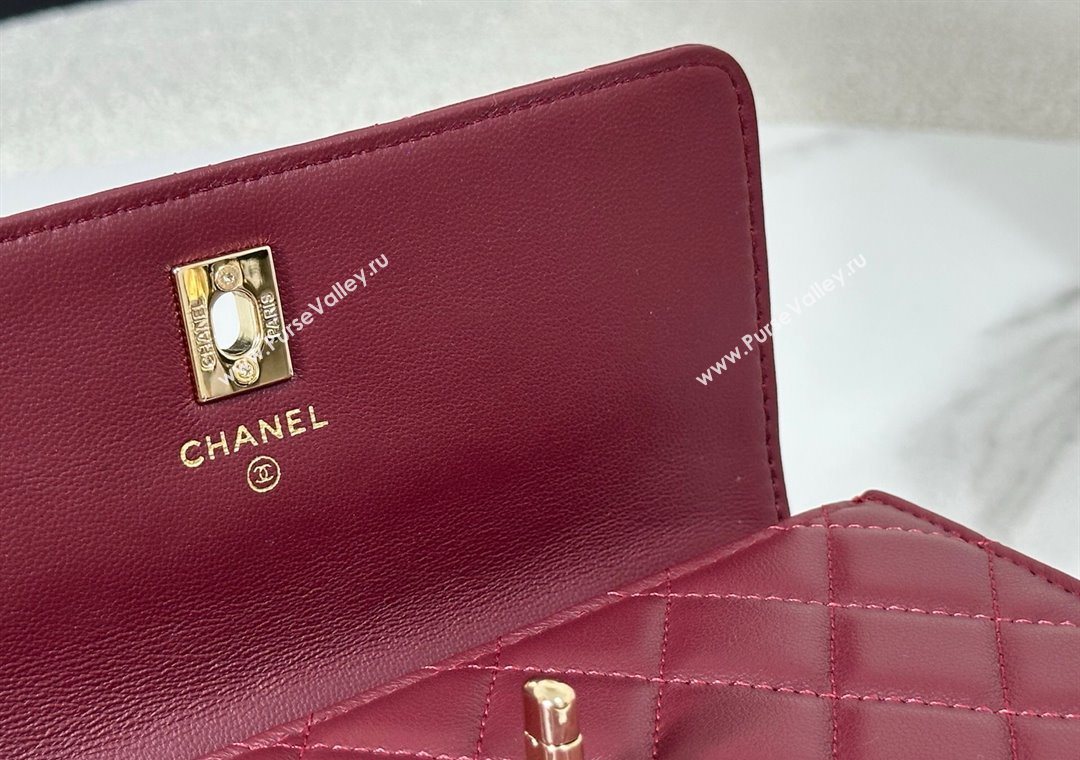 Chanel Lambskin Clutch with Chain and Top Handle Burgundy 2025 AP4831 (YM-251011099)