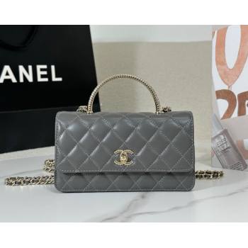 Chanel Lambskin Clutch with Chain and Top Handle Dark Grey 2025 AP4831 (YM-251011100)