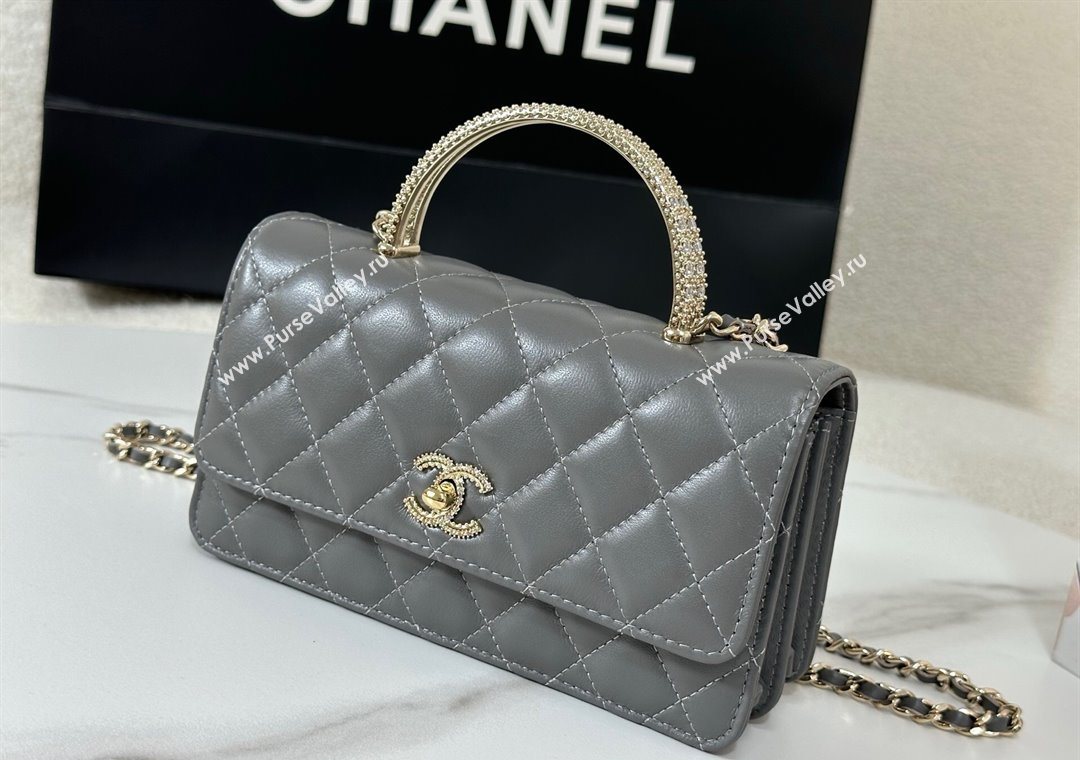 Chanel Lambskin Clutch with Chain and Top Handle Dark Grey 2025 AP4831 (YM-251011100)