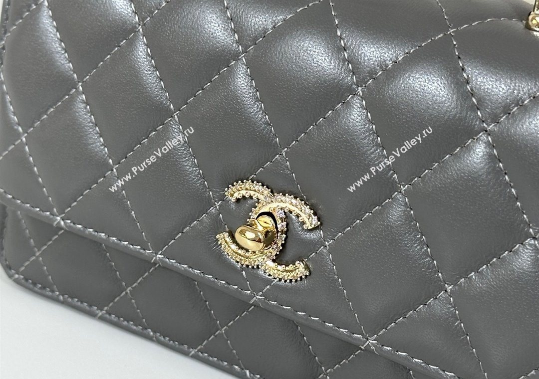 Chanel Lambskin Clutch with Chain and Top Handle Dark Grey 2025 AP4831 (YM-251011100)