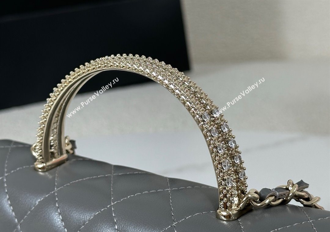 Chanel Lambskin Clutch with Chain and Top Handle Dark Grey 2025 AP4831 (YM-251011100)