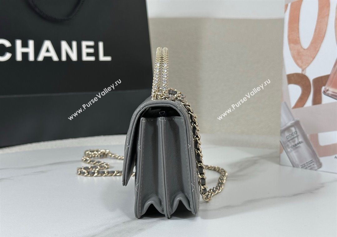 Chanel Lambskin Clutch with Chain and Top Handle Dark Grey 2025 AP4831 (YM-251011100)