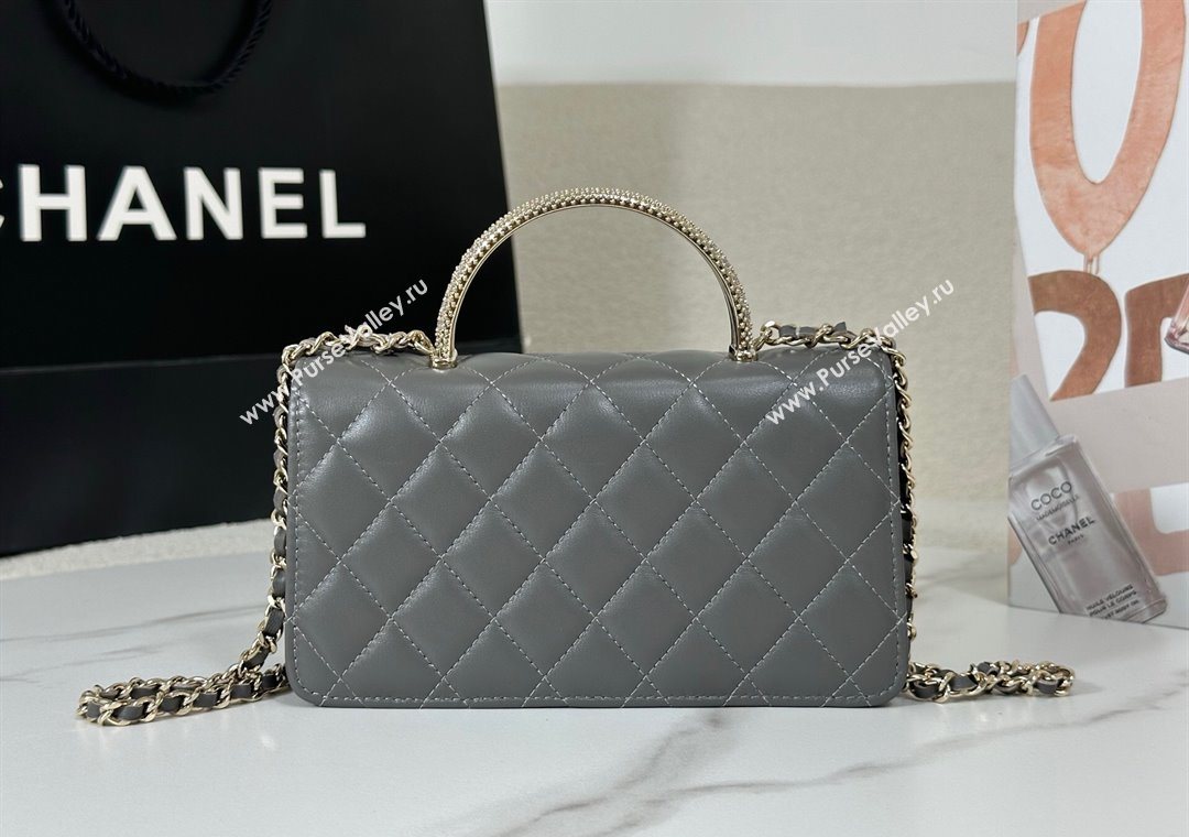 Chanel Lambskin Clutch with Chain and Top Handle Dark Grey 2025 AP4831 (YM-251011100)