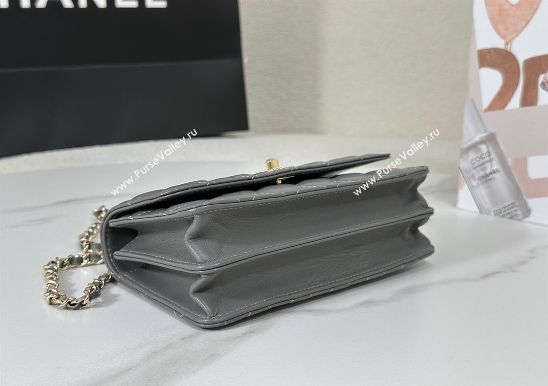 Chanel Lambskin Clutch with Chain and Top Handle Dark Grey 2025 AP4831 (YM-251011100)