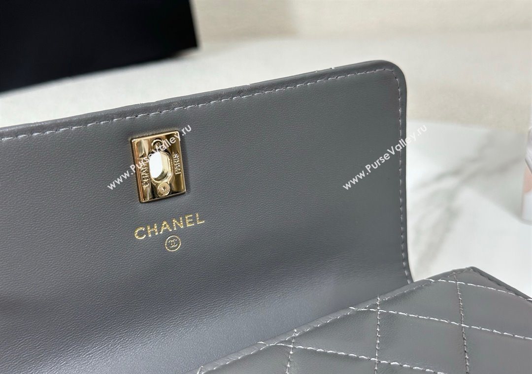 Chanel Lambskin Clutch with Chain and Top Handle Dark Grey 2025 AP4831 (YM-251011100)