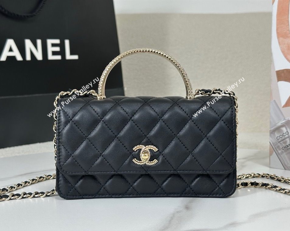 Chanel Lambskin Clutch with Chain and Top Handle Black 2025 AP4831 (YM-251011101)