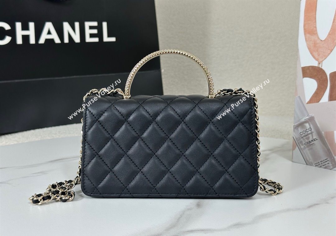 Chanel Lambskin Clutch with Chain and Top Handle Black 2025 AP4831 (YM-251011101)