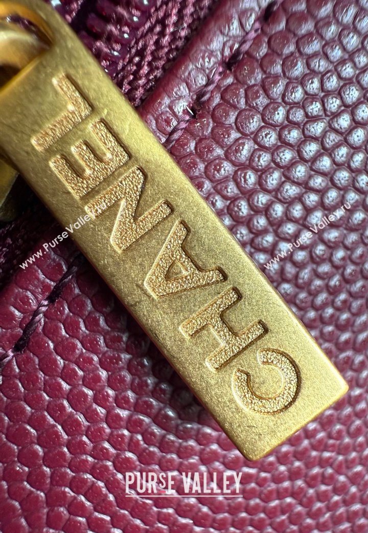 Chanel Caviar-Grained Calfskin Leather Classic Mini Flap Bag A01116 Burgundy/Gold 2025 1013 (YD-251013020)