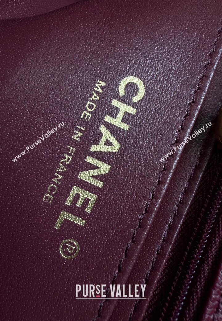 Chanel Caviar-Grained Calfskin Leather Classic Mini Flap Bag A01116 Burgundy/Gold 2025 1013 (YD-251013020)