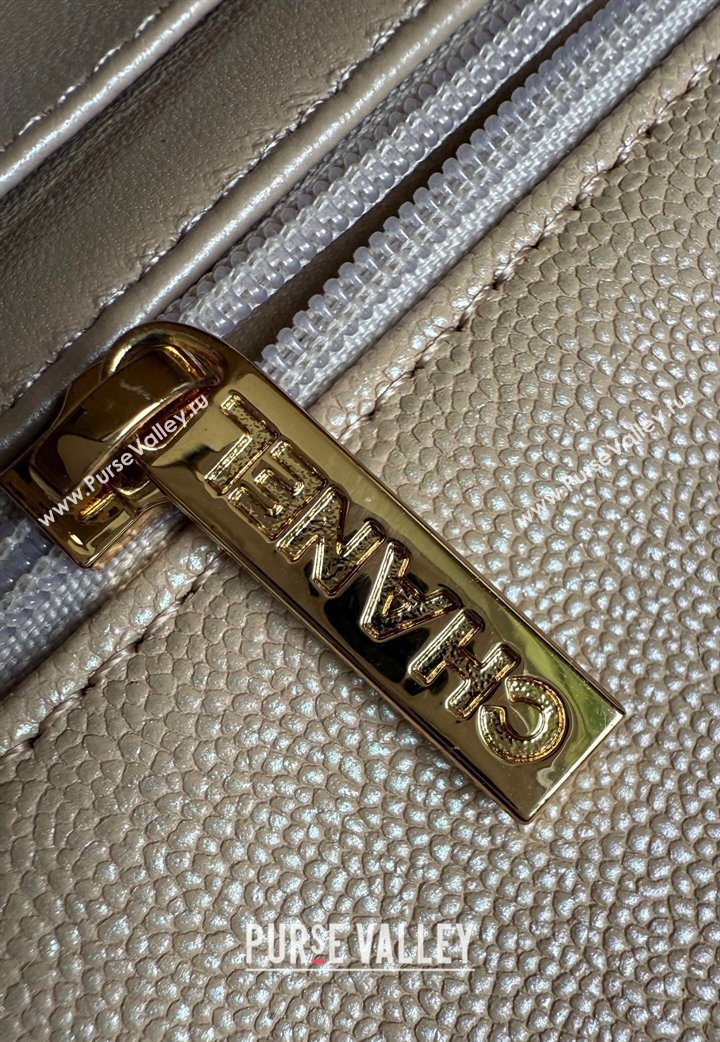 Chanel Pearly Caviar-Grained Calfskin Classic Mini Flap Bag A01116 Beige 2025 1013 (YD-251013013)